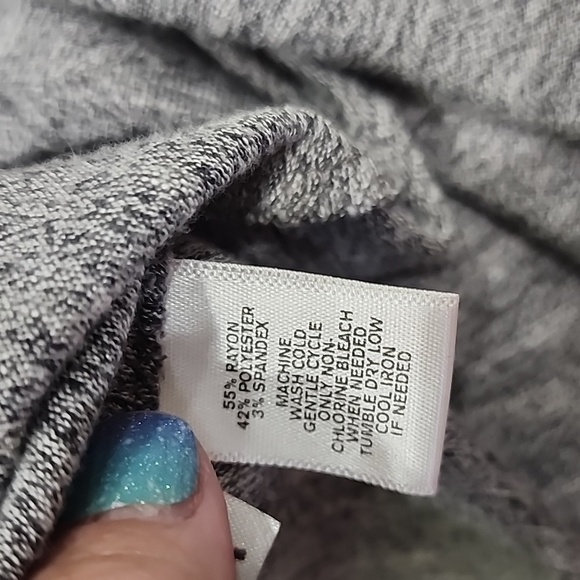 Loft women's 3/4 sleeve gray heather waterfall open cardigan, Small - Picture 4 of 4